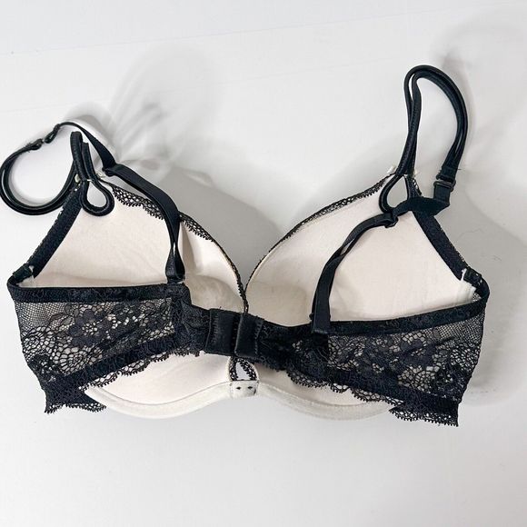 Victoria's Secret Sexy Little Things Push-up Bra 34C Black Lace Rhinestones - Picture 2 of 10